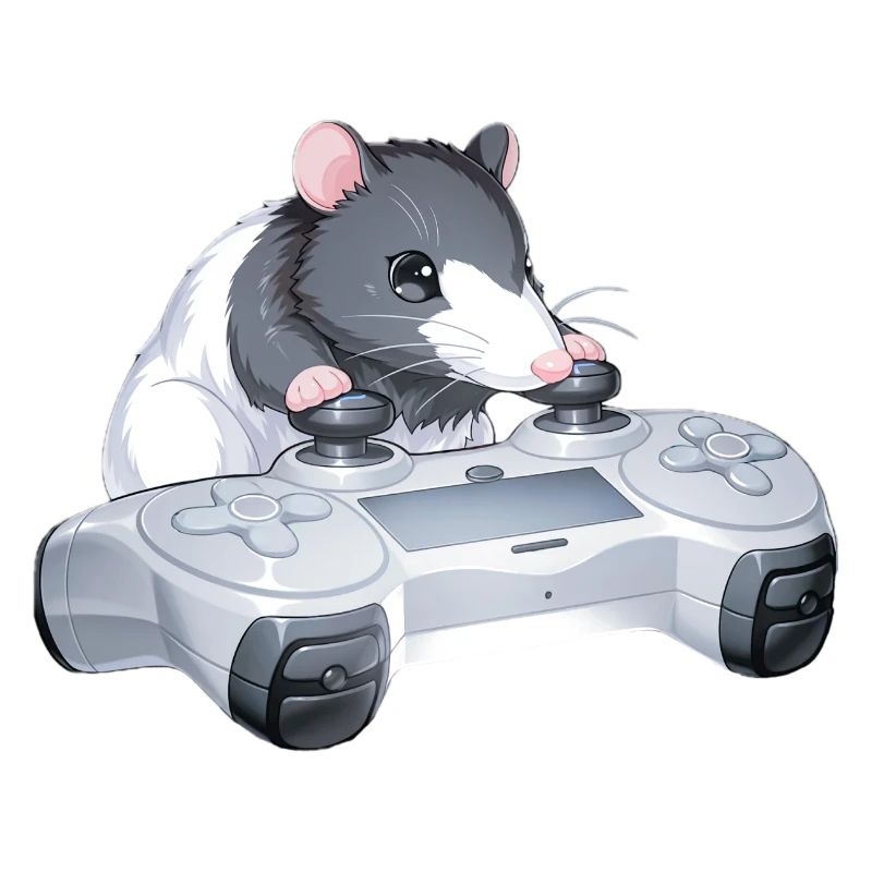 Ratty Gamer mit Controller – Kawaii Rat Meme