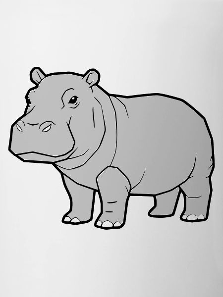 Hippopotamus Standing Comic Animal Zoo
