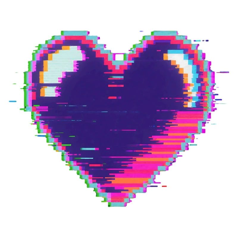 Glitch Heart Neon Pixel Love Nerd