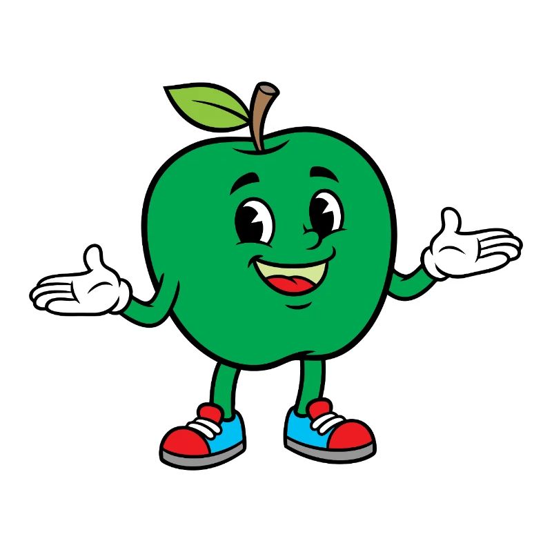 Mascotte pomme verte en baskets