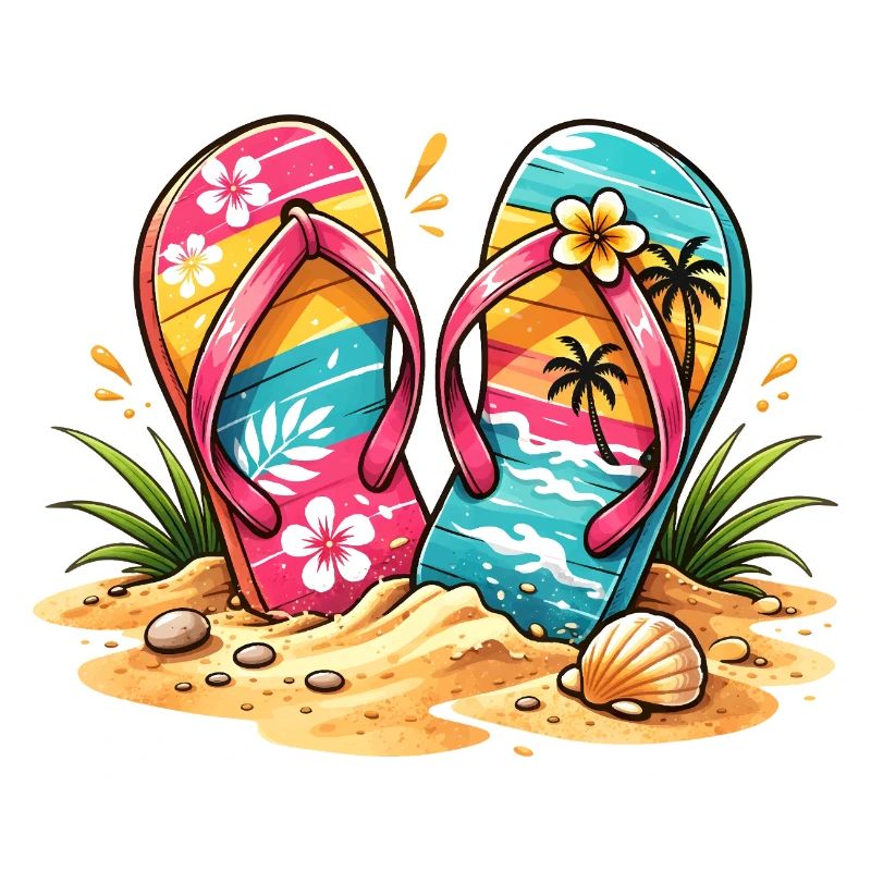 Flip Flops am Strand Illustration 