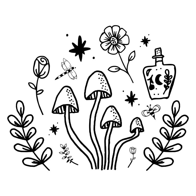 Witchy Mushroom Botanical Cottagecore Design