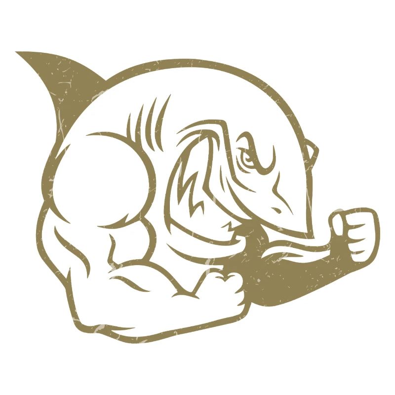 Muscular Shark Bodybuilder Workout Silhouette