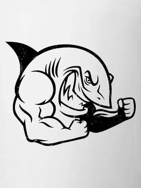 Muscular Shark Bodybuilder Workout Silhouette