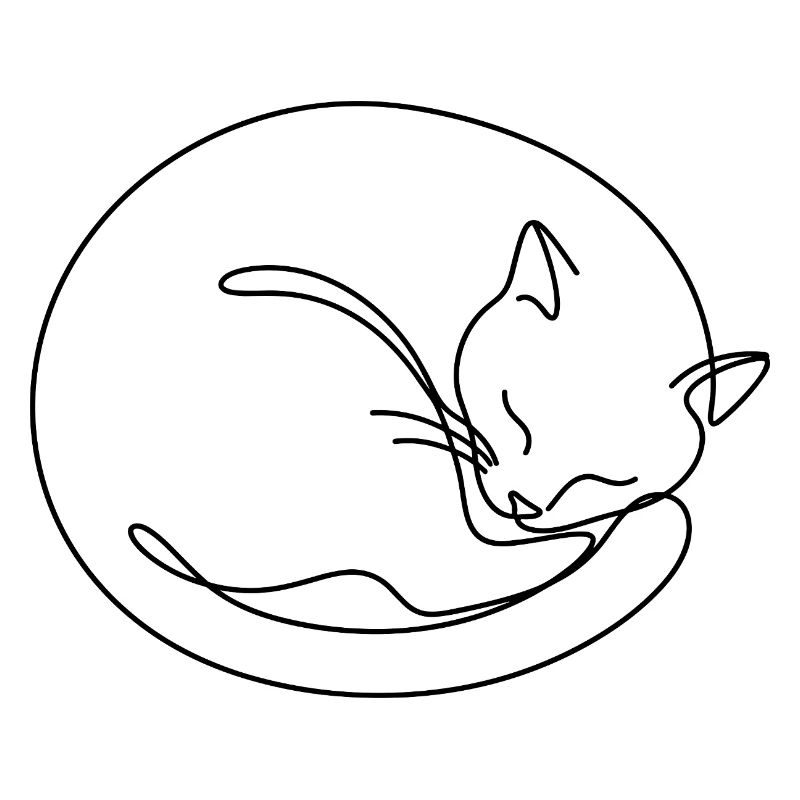 Minimalist Sleeping Cat One Line Art