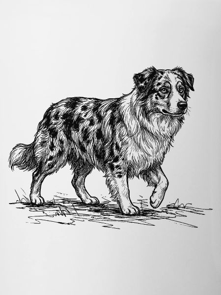 Australian Shepherd Sketch – Dog Design