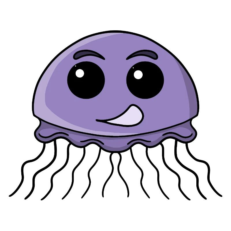 Dessin animé méduse lilas