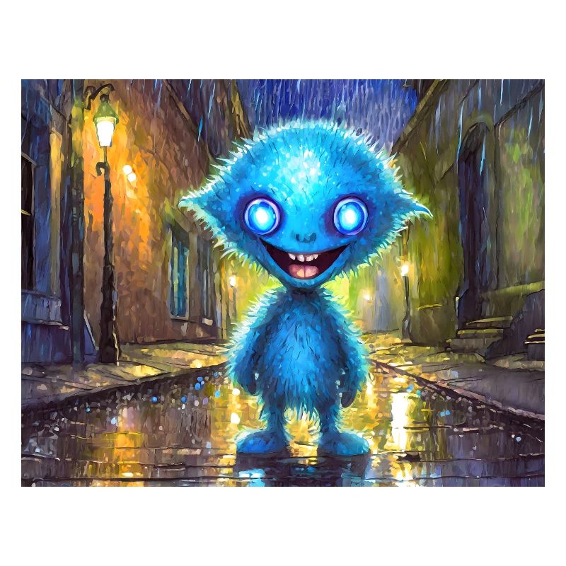 Monstre bleu drôle et rieur