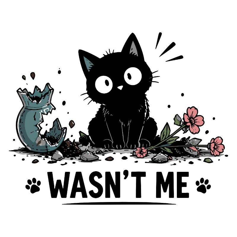 wasn't me funny black cat with broken