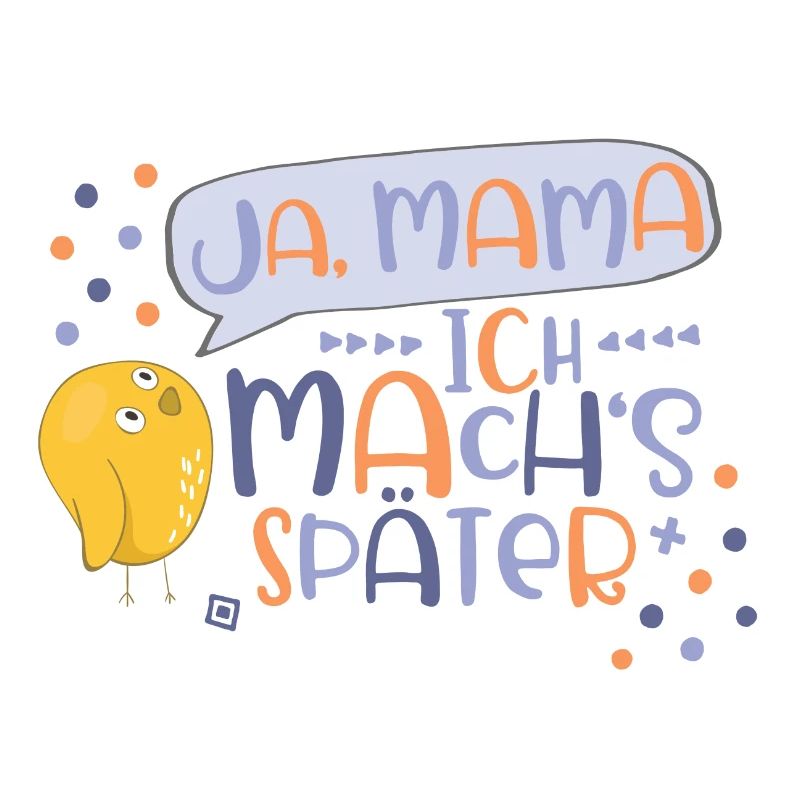 Ja, Mama! Ich mach’s später! Jungen Küken Vogel