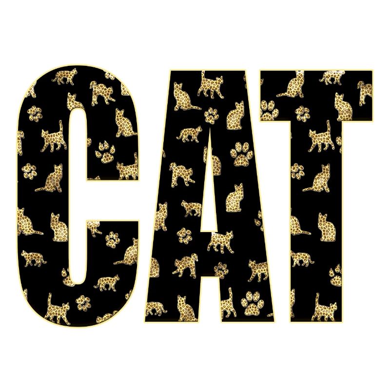 Chat - Cat . Texte Chat (chat) et motif de chats
