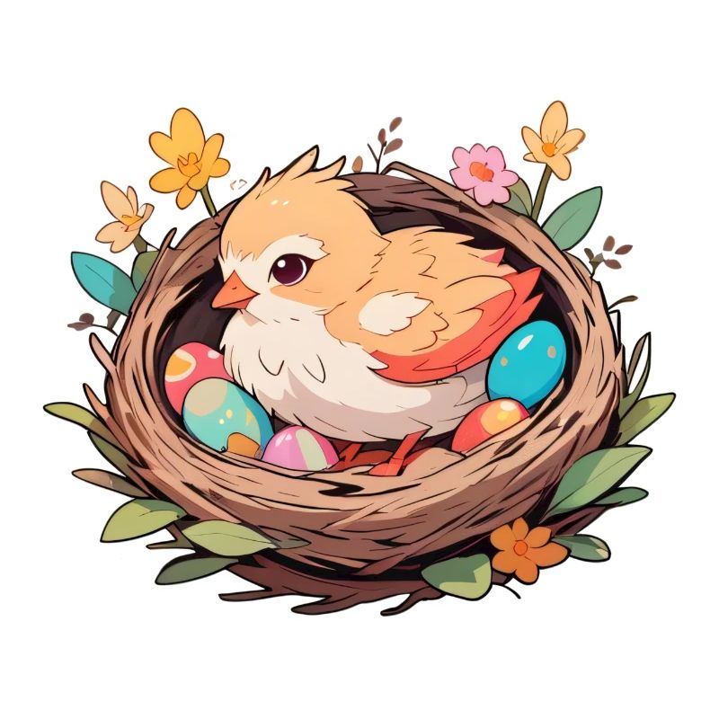Easter basket with chicks