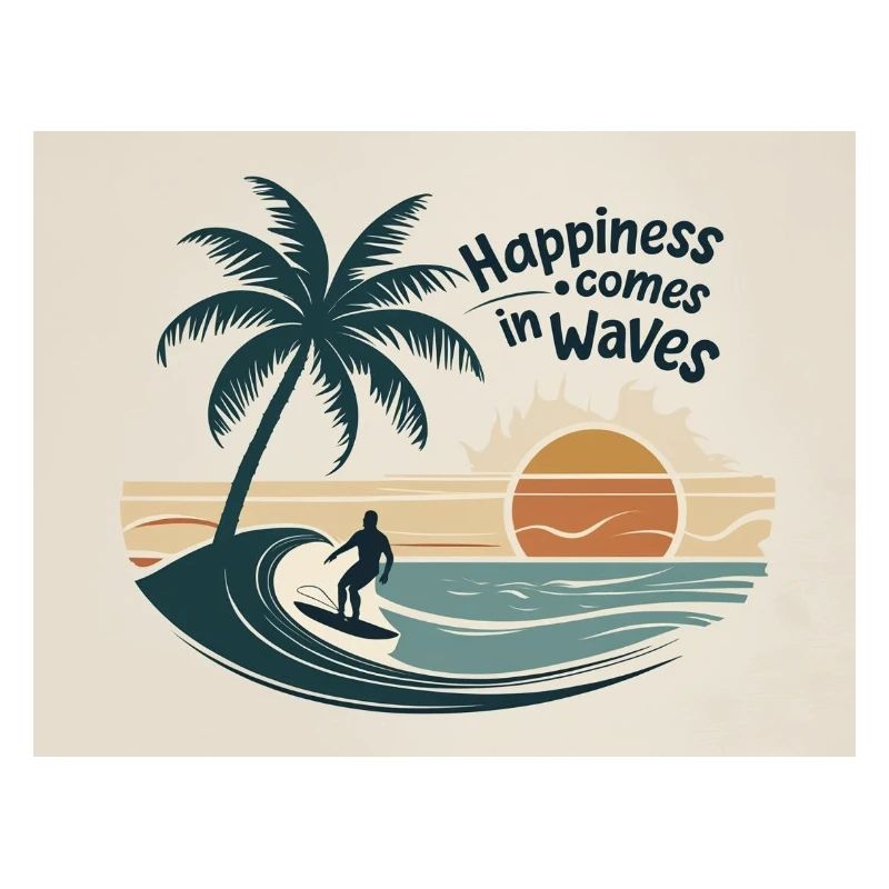 Surfer riding wave with sunset by the sea