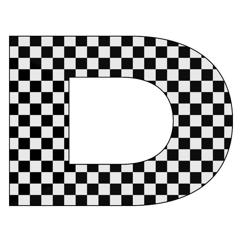 Checkered pattern with letter D