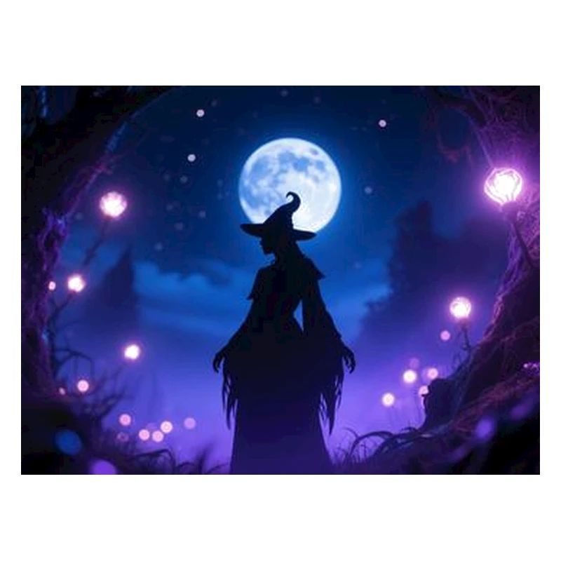 Moonlit Night Witches Silhouette