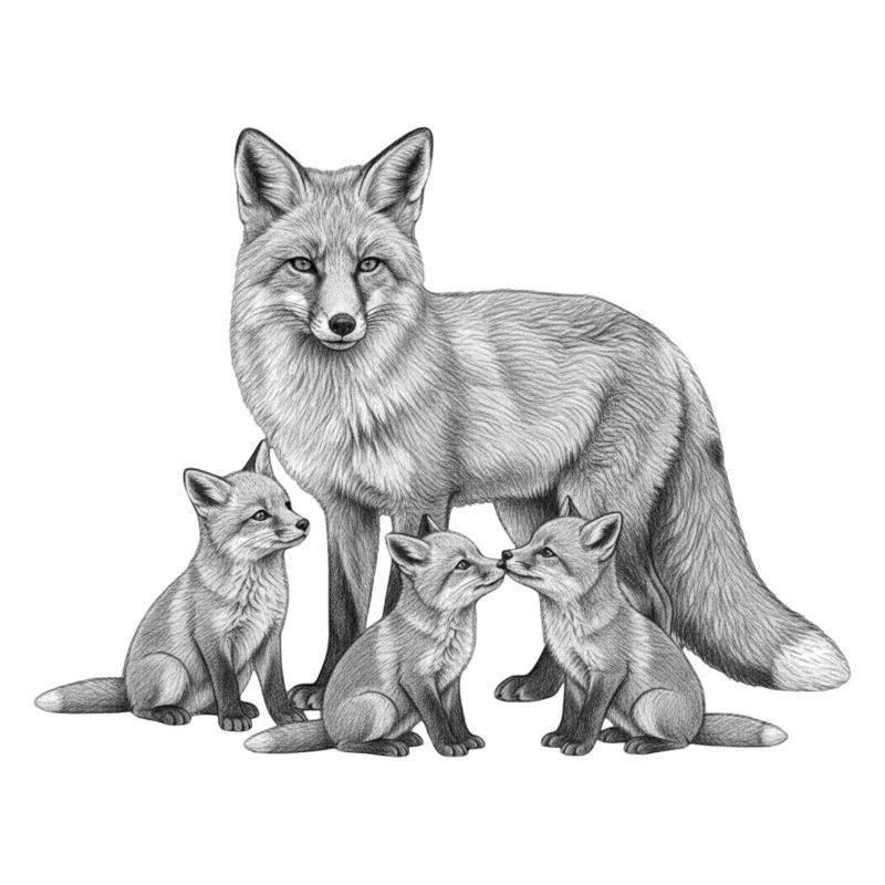 Renard et ses petits 