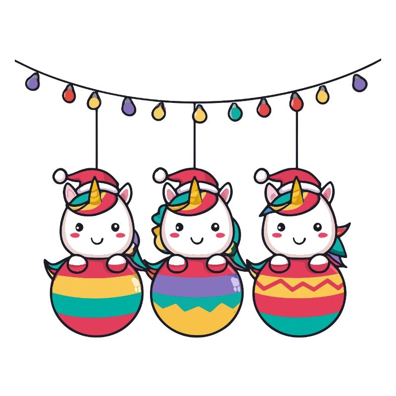 Three Rainbow Unicorns Christmas