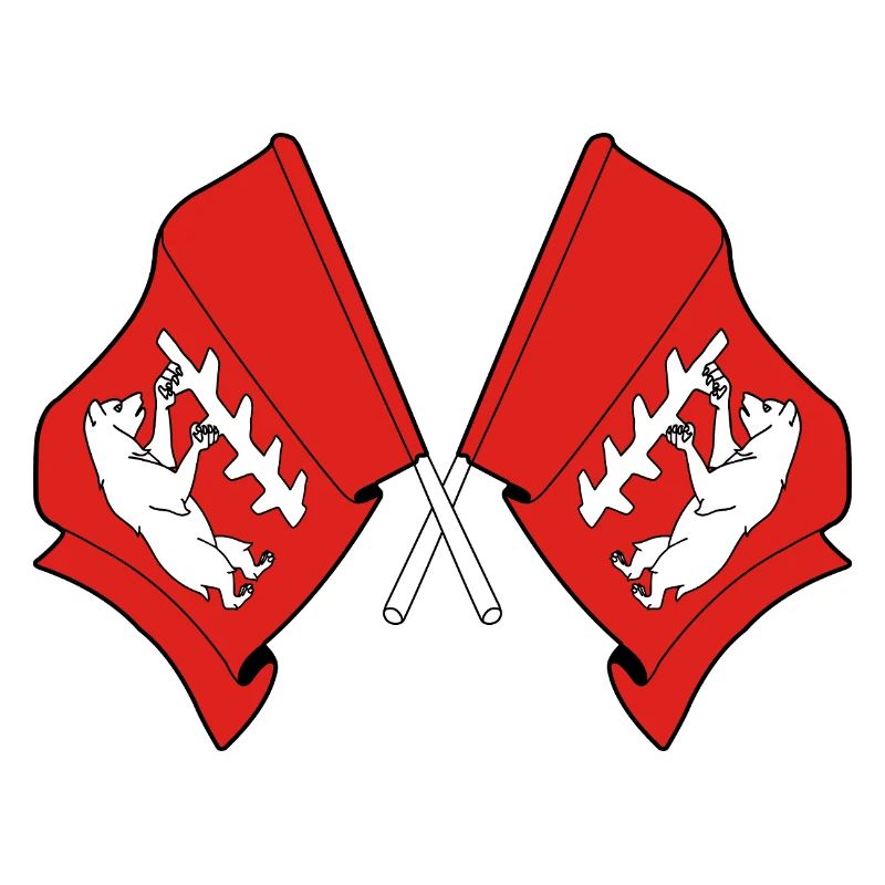 Two Crossed Warwickshire Flags