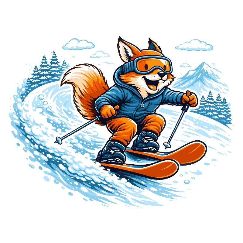 Funny Ski Fox – Comic Winter Motif