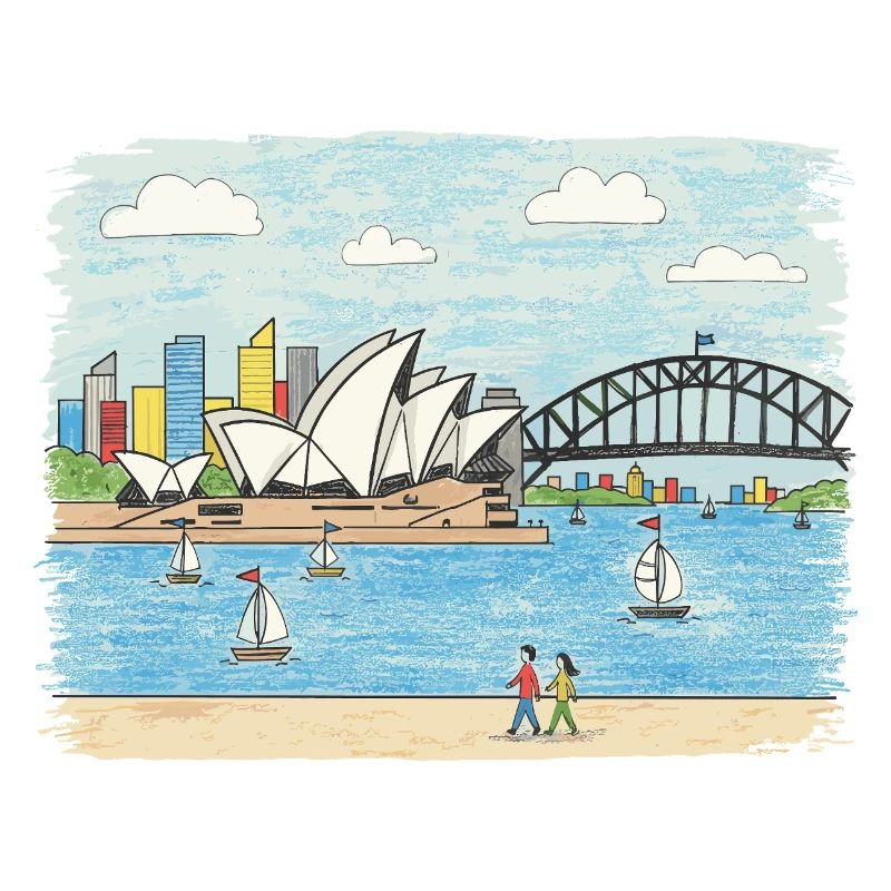Esquisses du pont du port à l’Opéra de Sydney