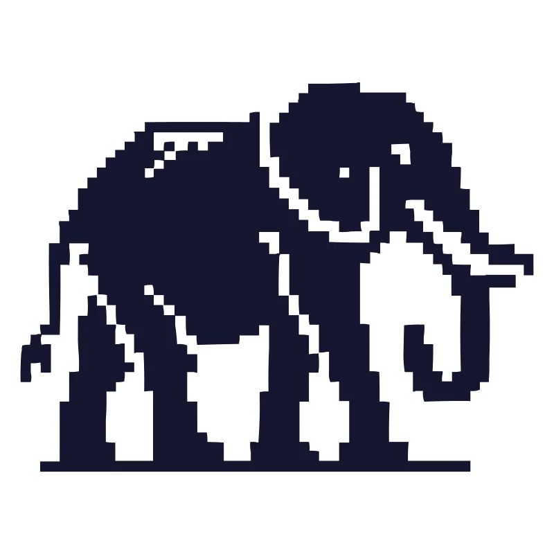 Elephant Pixel Art Dark Blue