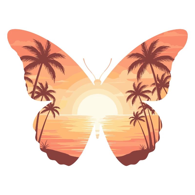 Sunset butterfly on the beach