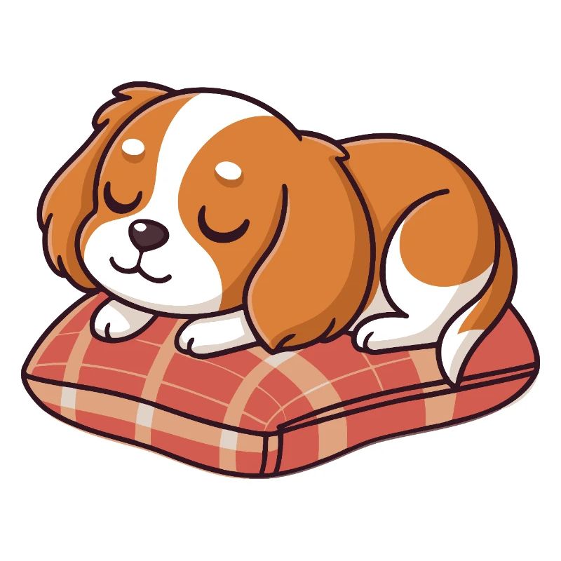 Sleeper Puppy on Plaid Cushion