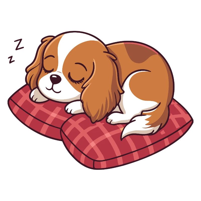Sleeping Puppy on Plaid Pillow