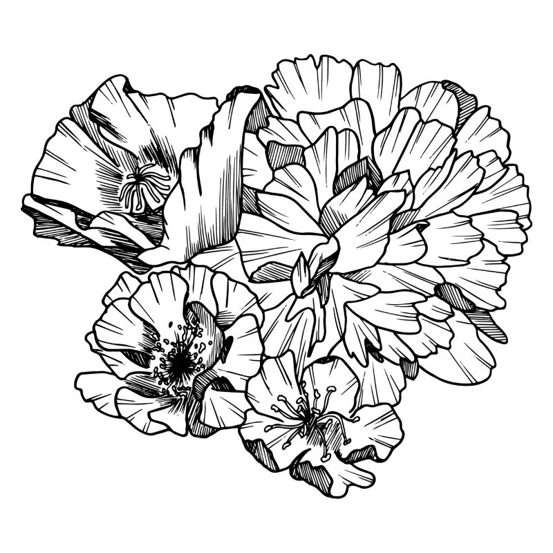 Fleurs gravées