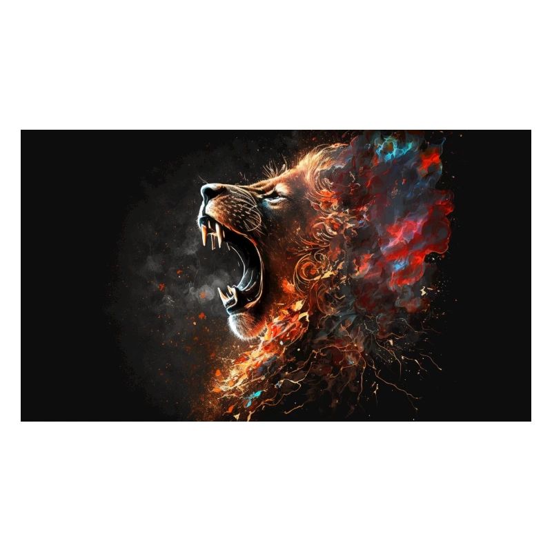 Lion on fire, generative AI