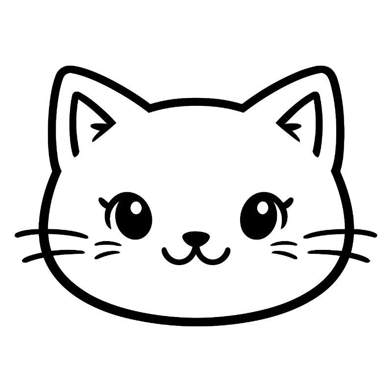 Contour de tête de chat mignon – Dessin minimal en lignes