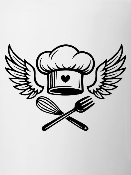 Chef's hat with heart and wings