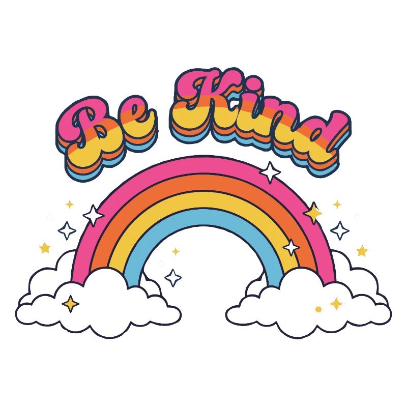 Sei freundlich Retro Regenbogen-Positive Vibes