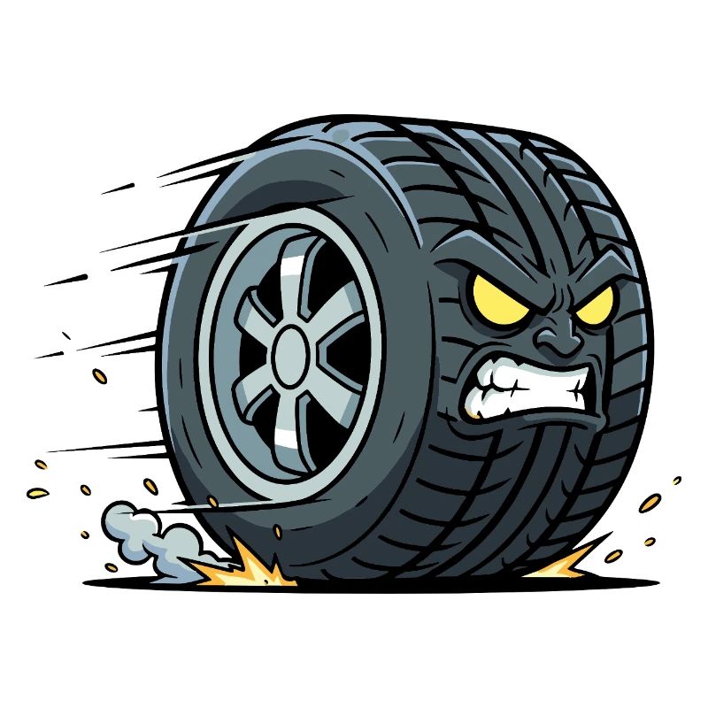 Speeding tire with angry look