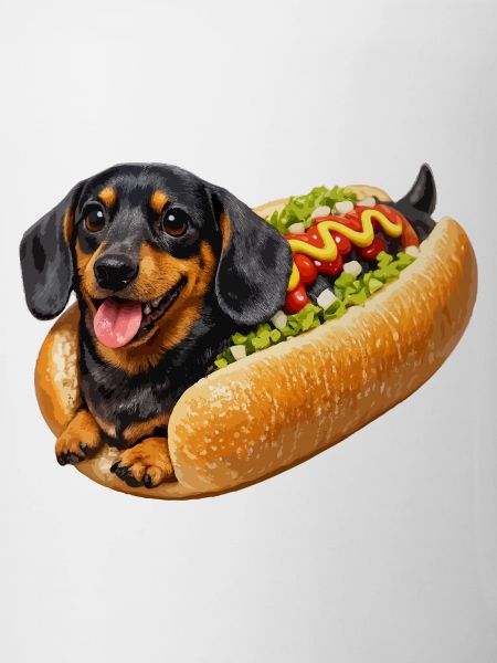 Teckel en hot-dog
