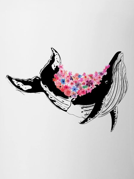 Baleine avec des fleurs