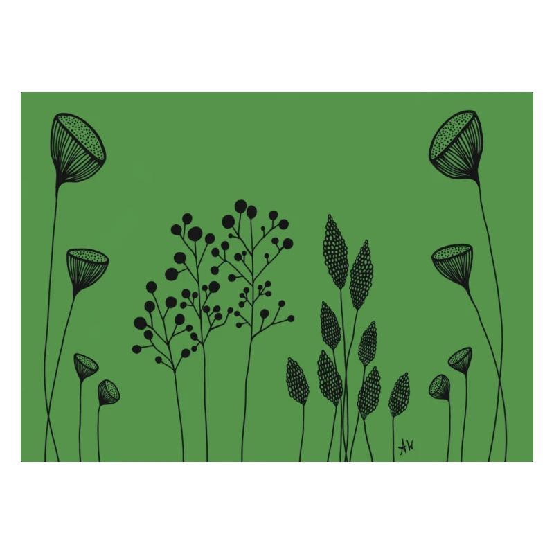 FIneline fleurs dessinant vert noir