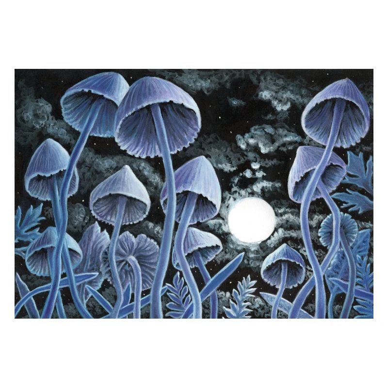 Twelve magic mushrooms at full moon