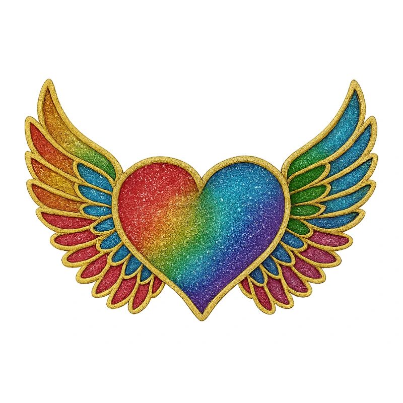 Rainbow heart with wings