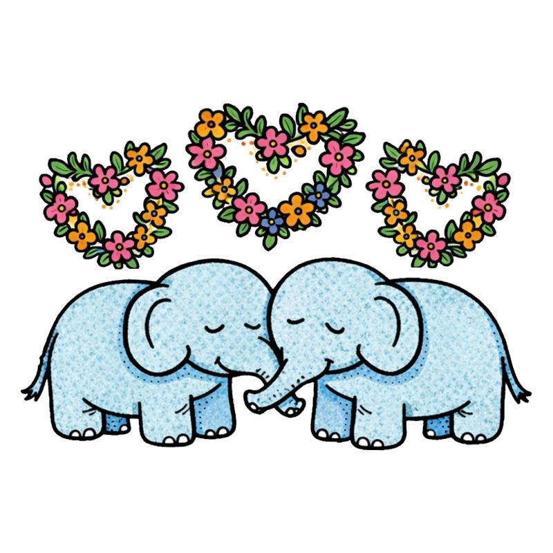 Duo Éléphant Cœurs Floraux
