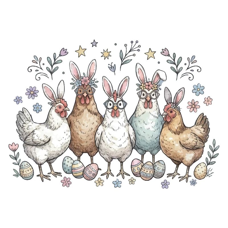Easter bunny gang with eggs