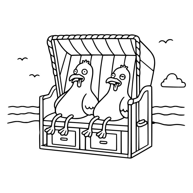 Witzige Möwen Strandkorb