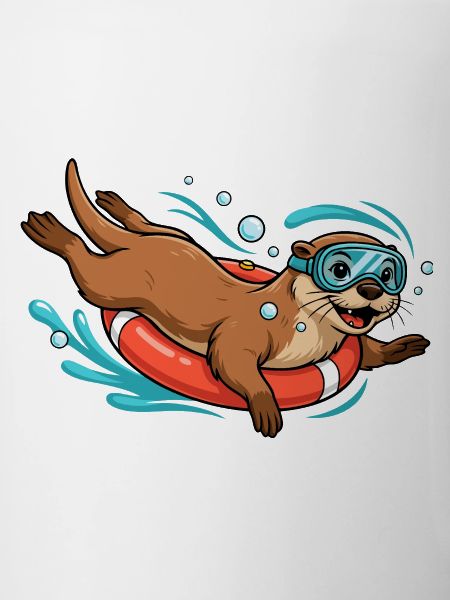 Funny otter with diving goggles