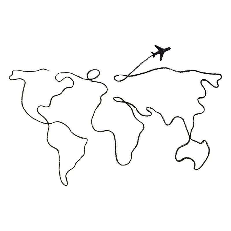 World Map with Plane