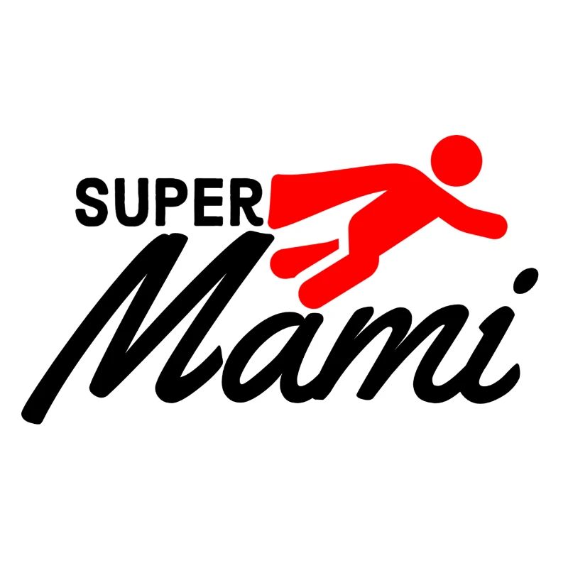 Super Mami Text mit Figur flieger rot Muttertag