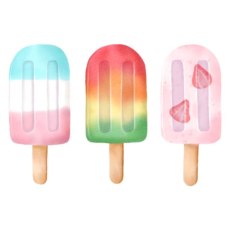 Bunte Aquarell Eiscreme Trio Sommer