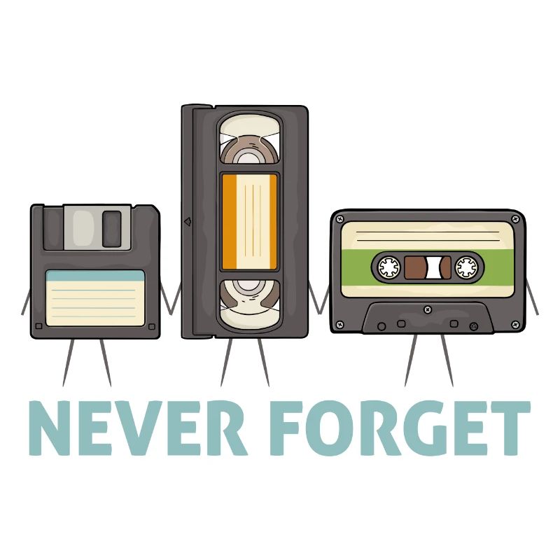 Never Forget Floppy Disk Video Tape Cassette