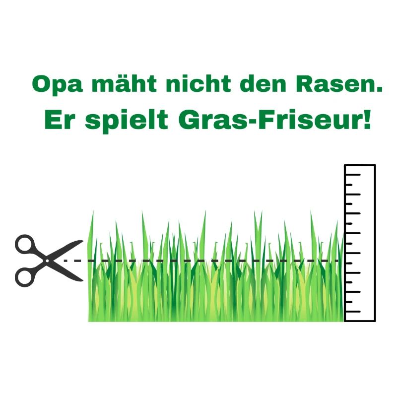 Opa beim Rasenmähen