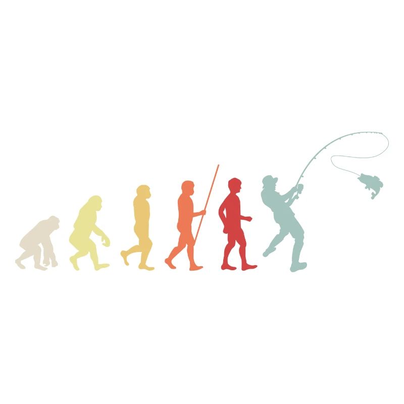Angler Fischer Angeln Evolution Geschenk Retro