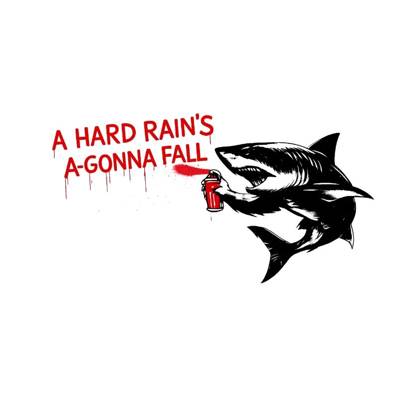 Graffiti shark with red lettering